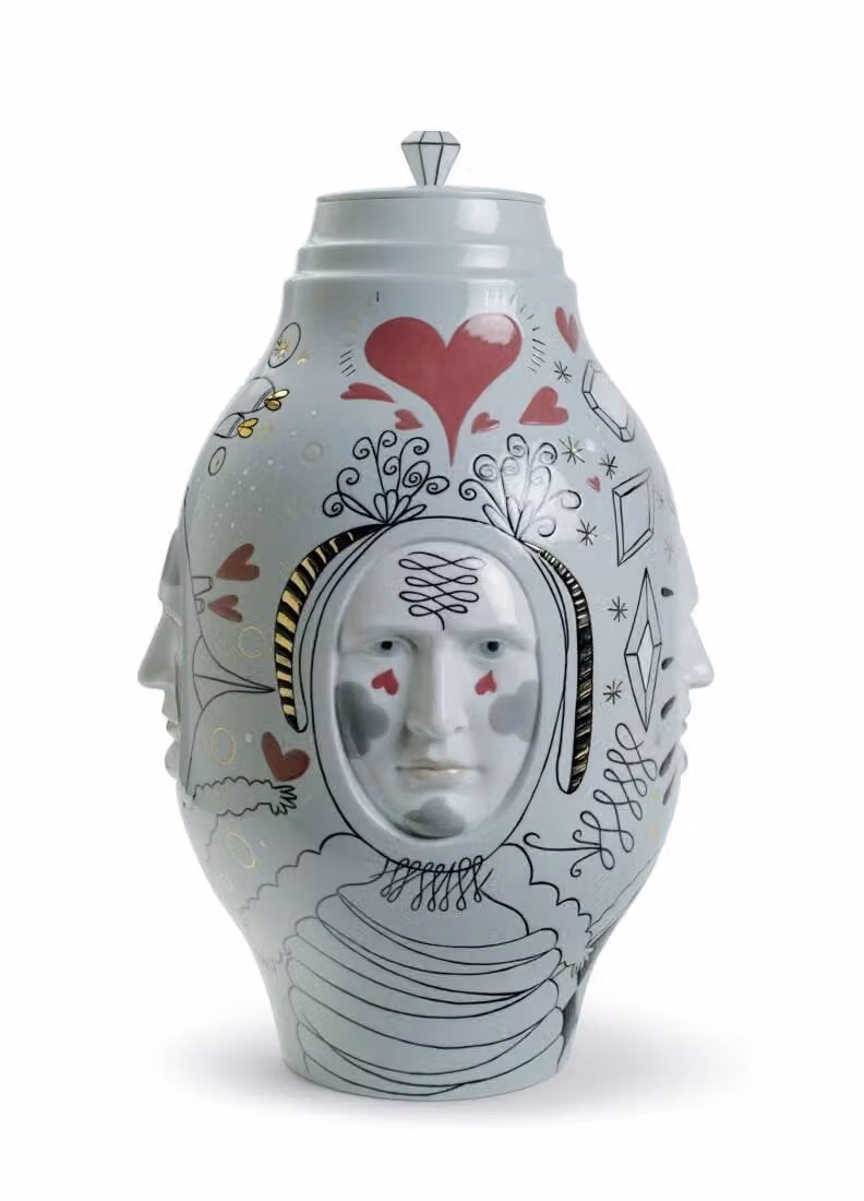Lladró Conversation Limited Edition Abstract Porcelain Vase in Grey