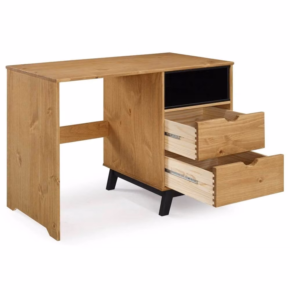 FORGEVIO Mercers Furniture Writing Desk in Brown Distressed Antique Waxed Solid Pine – 2