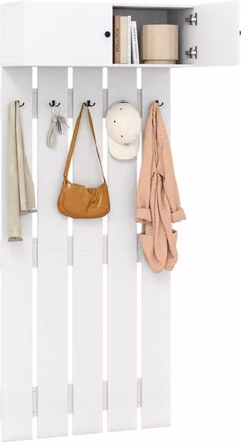 Costway Minimalist White Coat Clothes Rack with Rubberwood and Metal Construction