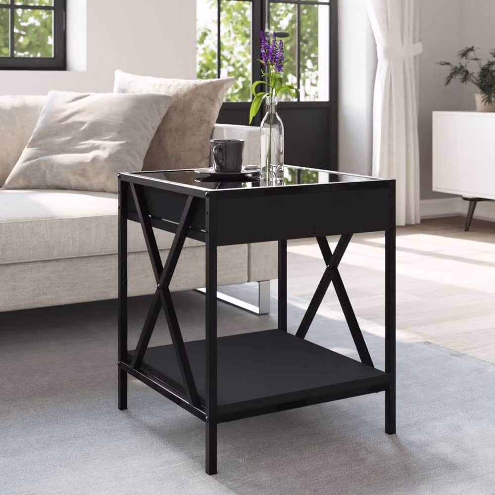 Berkfield Home Infinity LED Coffee Table in Black, W/D/H: 40 x 40 x 49 cm – 1