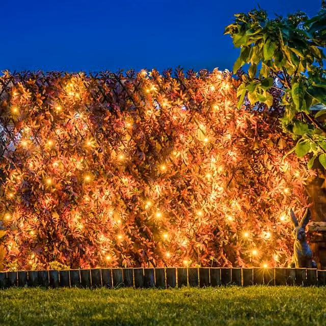 Primrose Artificial Red Acer Hedge Screening with LEDs and Extendable Trellis