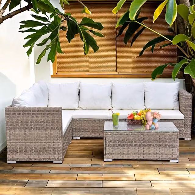 Oseasons Acorn Alt Rattan 6 Seat Corner Sofa Set in Dove Grey