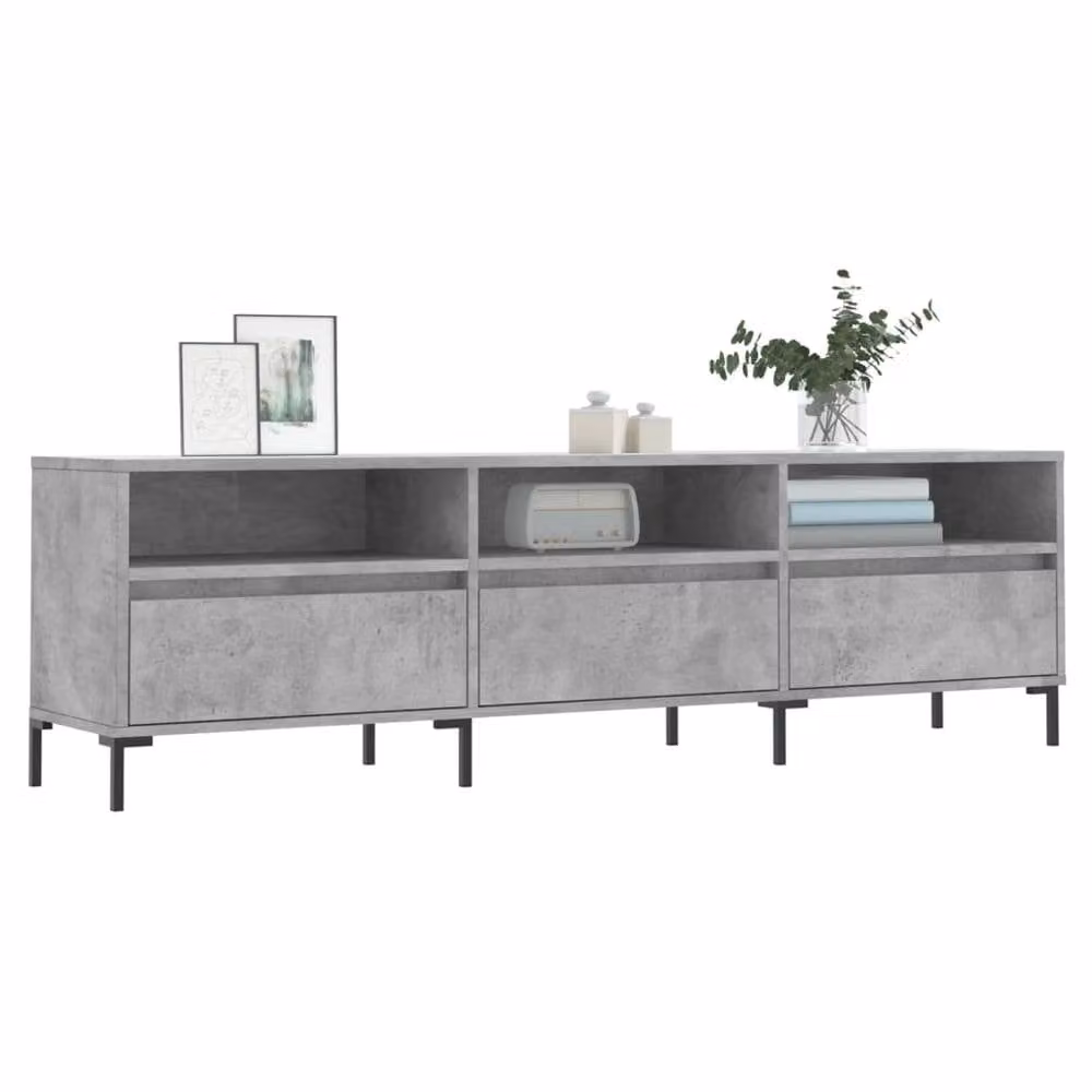 Berkfield Home Industrial TV Cabinet in Concrete Grey, W/D/H: 150 x 30 x 44.5 cm – 3