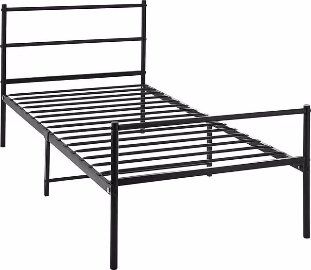 House Of Home Extra Strong Single Metal Bed Frame in Black, W/D/H: 90 x 190 cm