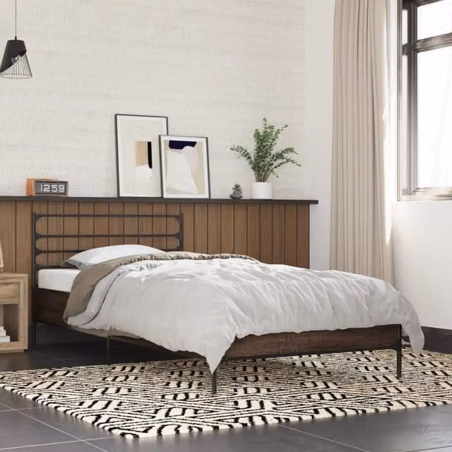 Berkfield Home Bed Frame in Brown Oak, W/D/H: 100 x 200 cm – 1
