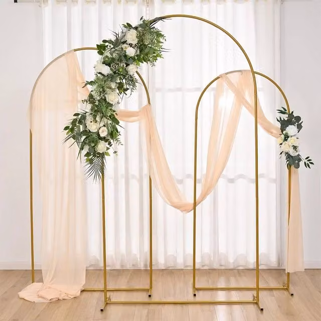 Hinsinc Gold Metal Round Arch Wedding and Party Backdrop Frame, Height: 2.2 m, Width: 1.2 m, Depth: 0.15 m