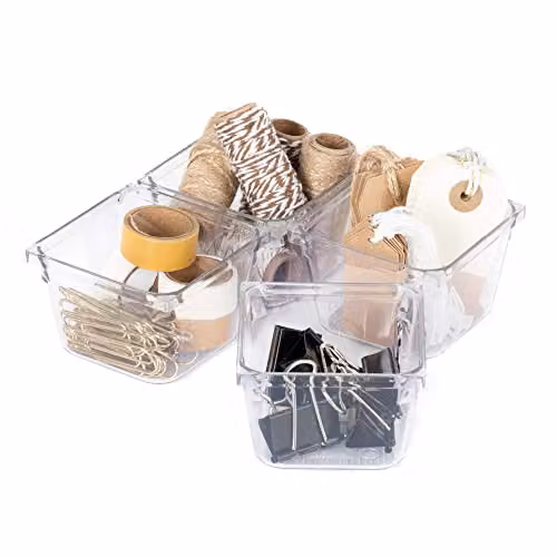 LIVIVO 4-Piece Clear Plastic Drawer Organiser Divider Set for Home and Office Storage – 1