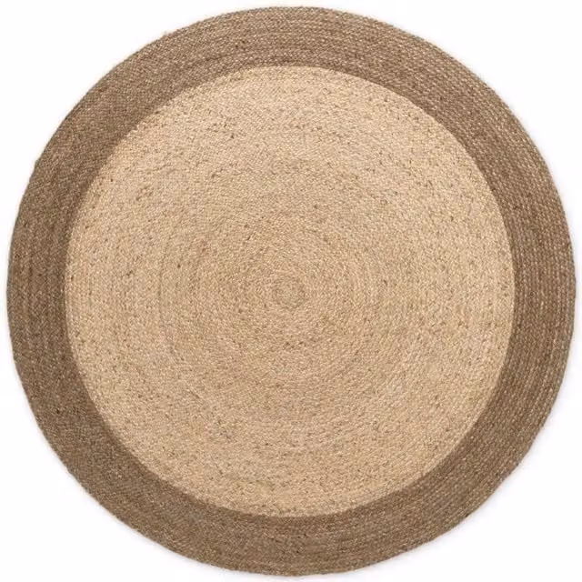 THE RUGS Jutta Reversible Brown Jute Flatweave Round Rug, Diameter: 200 cm