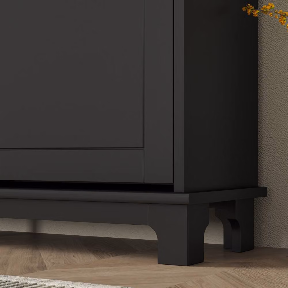 ERGOVEXA Slim Shoe Storage Cabinet with 4 Tilting Compartments and Adjustable Shelves in Black and Gold – 6