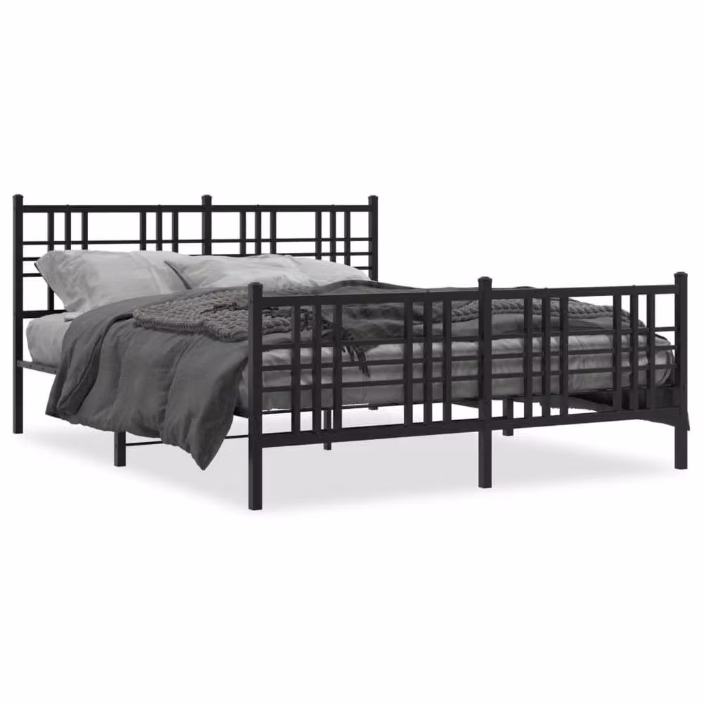 Berkfield Home Metal Bed Frame with Footboard, Black, W/D/H: 150 x 200 x 90 cm – 3