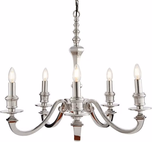 Loops 5 Light Modern Chandelier Pendant Lamp in Silver Polished Aluminium