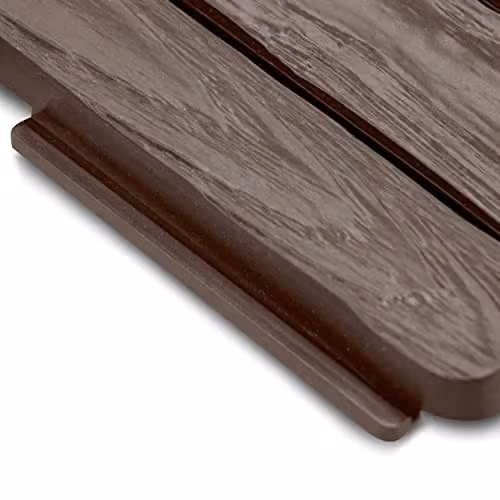 SolaDirect Brown Wood Bark Effect Plastic Lawn Edging Border Palisade with Ground Stakes – 5