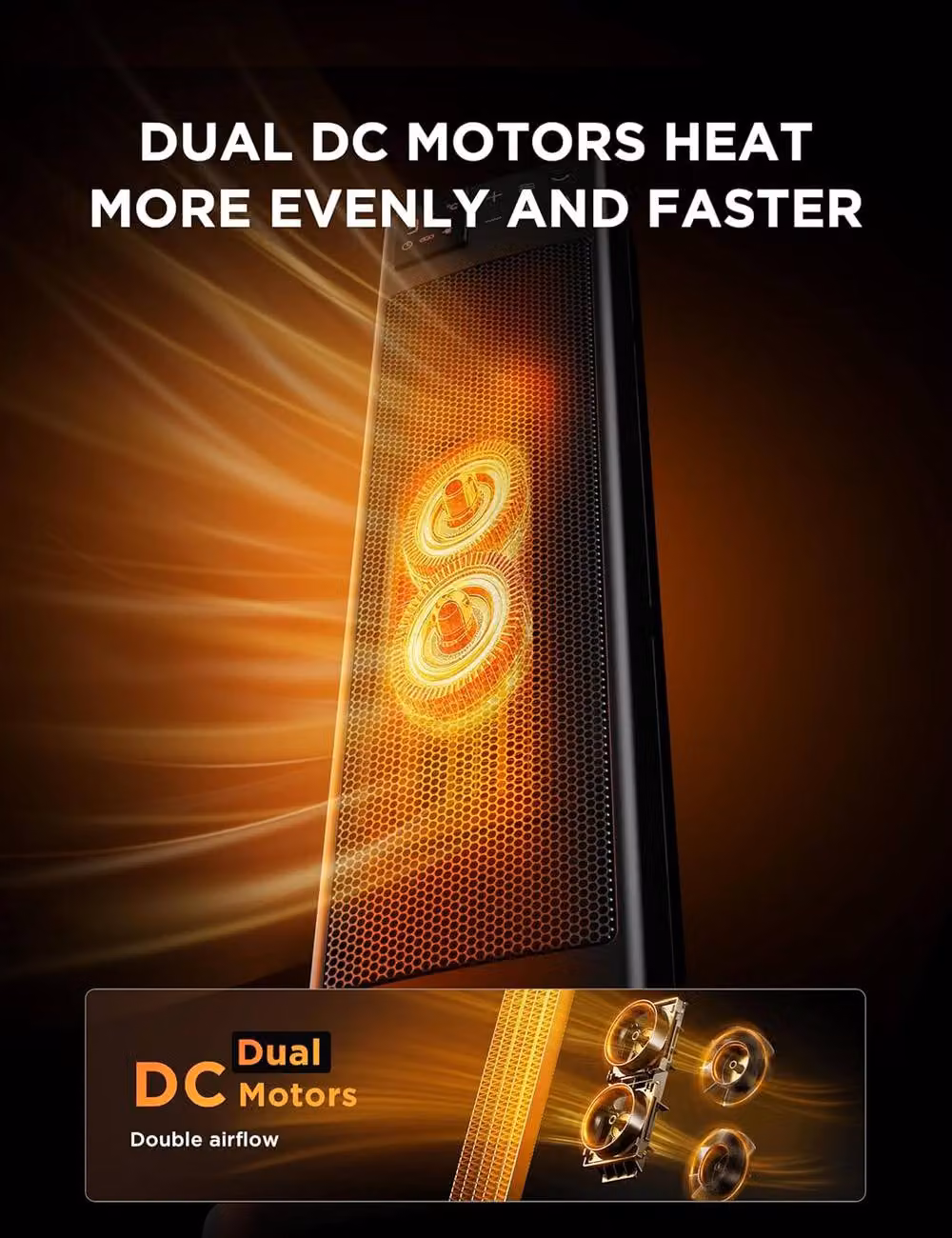 Living and Home 2KW PTC Ceramic Fan Tower Heater with Remote Control and Overheat Protection, Black – 7