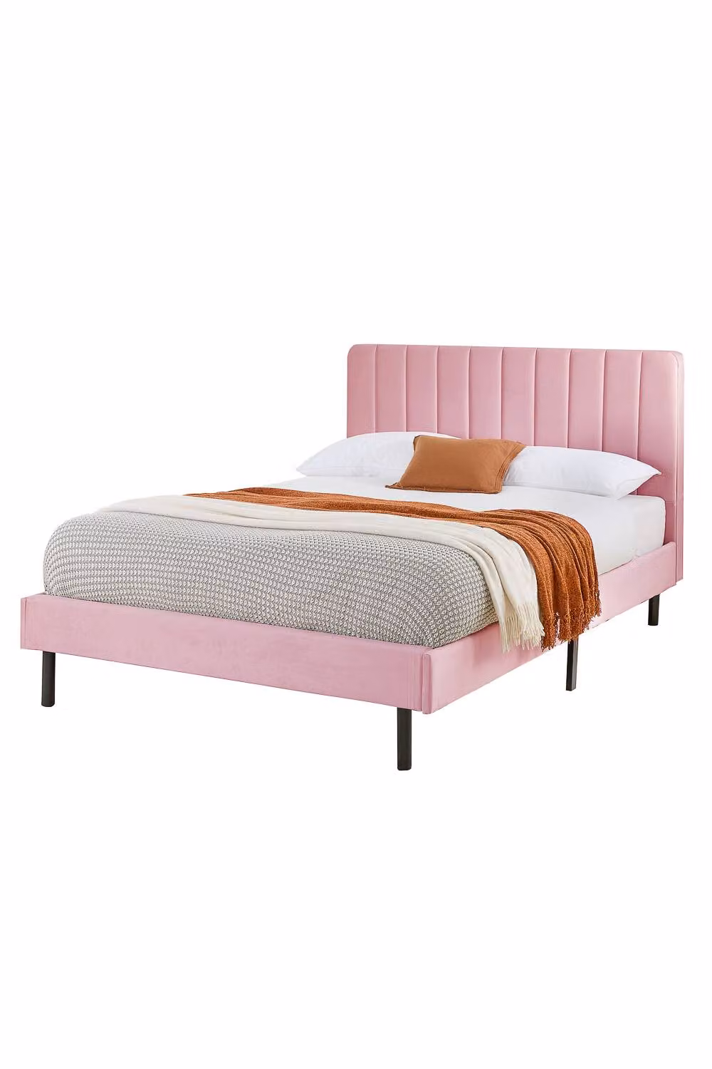 Aspire Rosella Pink Velvet Upholstered Single Bed, W/D/H: 90 x 190 cm – 3