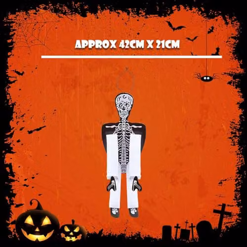 VFM e-Store White Hanging Skeleton Halloween Decoration, 90 cm – 4