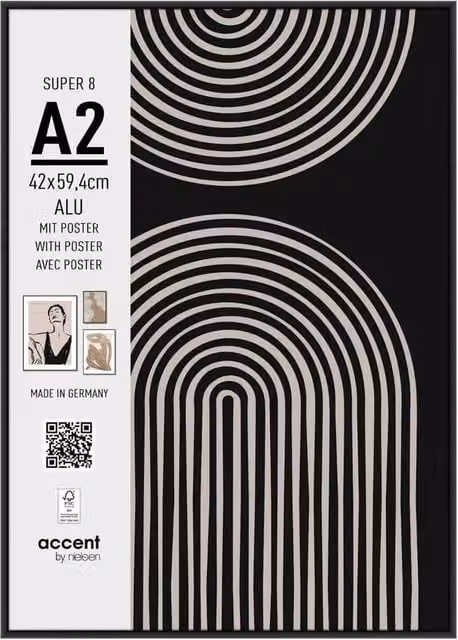 Nielsen Design Super 8 Aluminium A2 Picture Frame in Black with Modern Geometric Art Print, W: 42 cm, H: 59.4 cm – 1