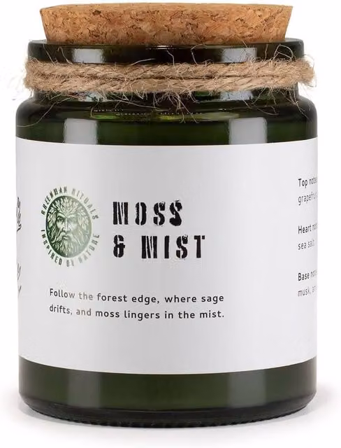 Serenityy Moss & Mist Natural Woodwick Soy Candle in Green