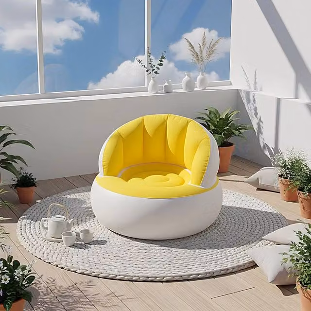 FLAVORA Yellow Portable Inflatable Single Air Lounge Sofa – 1
