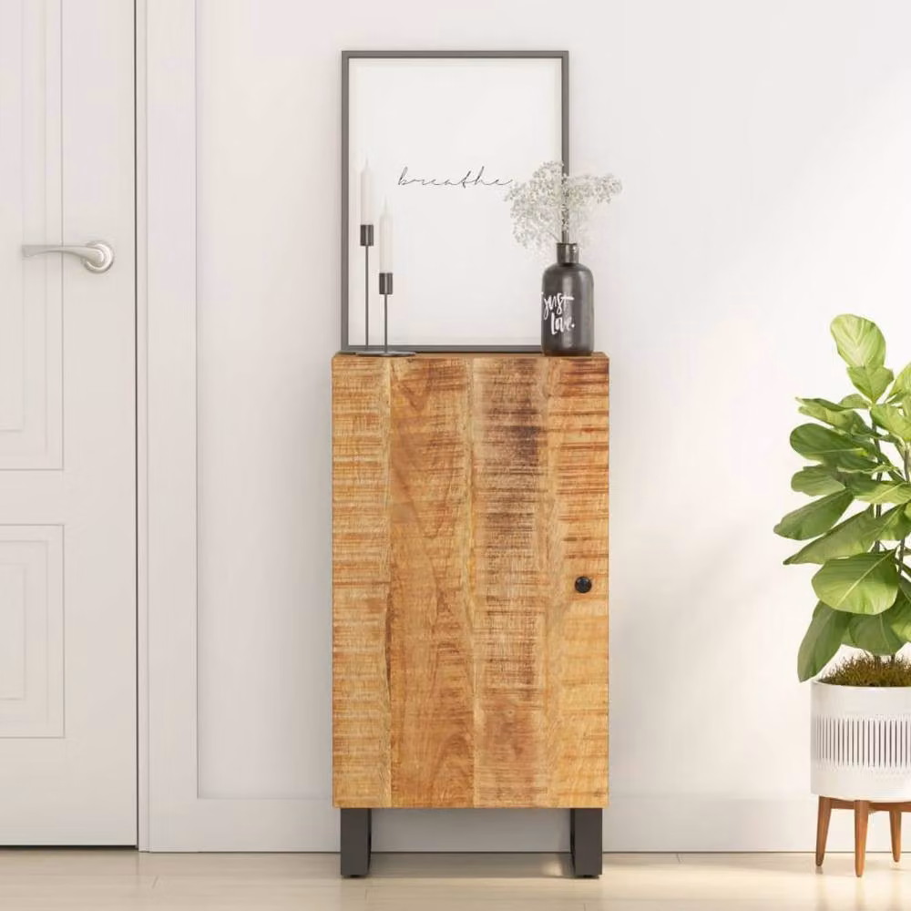 Berkfield Home Mango Wood Sideboard with Door in Brown, W/D/H: 40 x 31 x 75 cm – 2