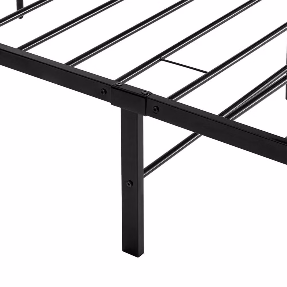 Nordara Double Metal Bed Frame with Headboard and Underbed Storage in Black, 140 x 200 cm – 3