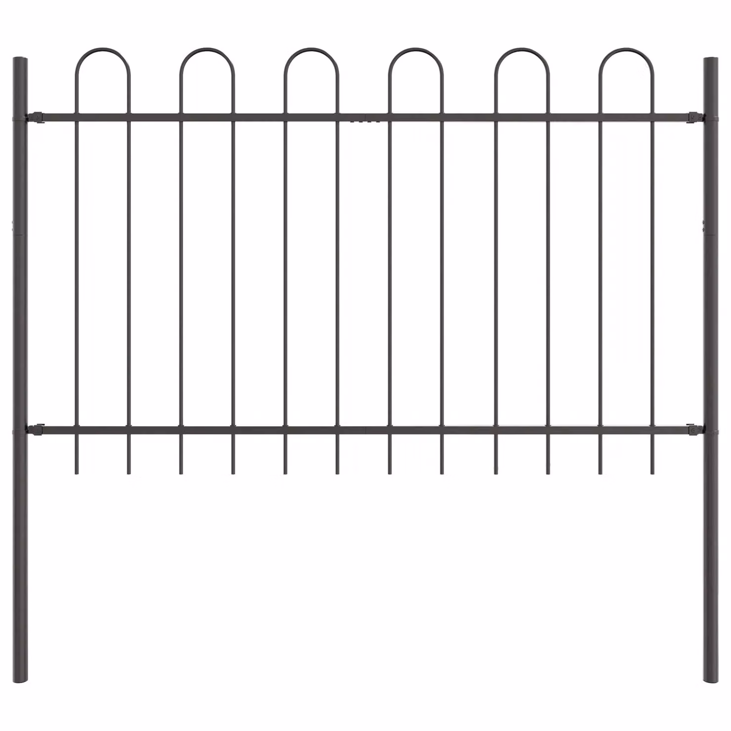 Berkfield Home Grey Steel Hoop Top Garden Fence, H 130 cm x W 7.8 m – 2