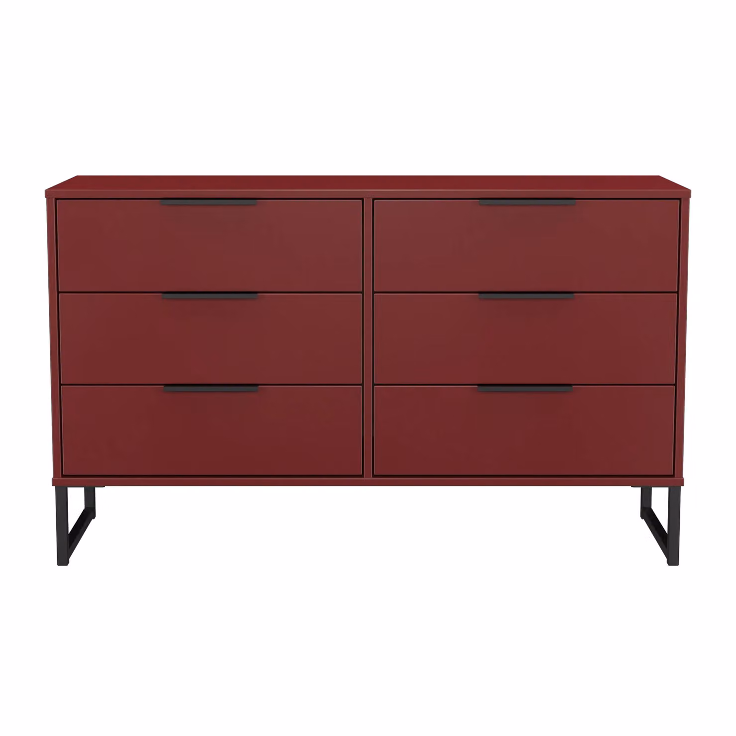 Ready Assembled 2 U Fuji 6 Drawer Wide Chest in Dark Red – 2