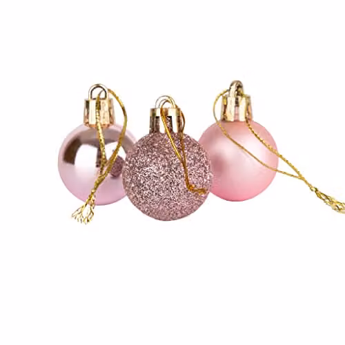 Shatchi 12-Piece Shatterproof Christmas Bauble Hanging Decorations in Pink and Silver – 1