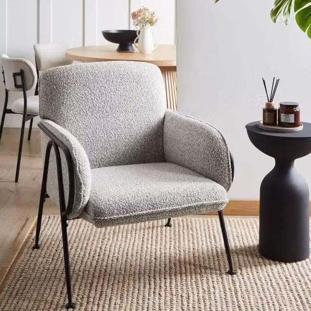 Wyld Haus Mid-Century Modern Armchair with Metal Frame in Black, White and Grey – 1