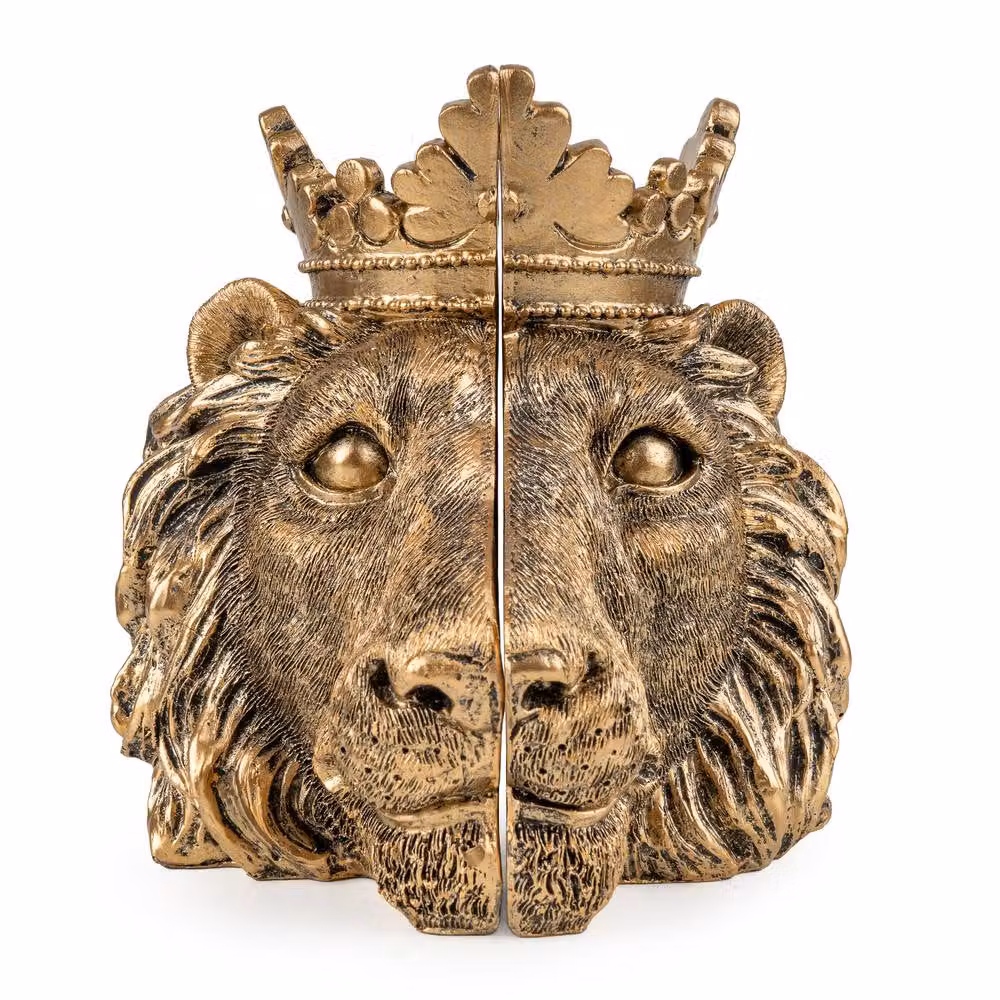 Madison & Mayfair Antique Gold Lion Bookends – 2