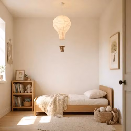 Happy Homewares Modern Hot Air Balloon Linen Easy Fit Ceiling Pendant Lamp Shade in Beige and Brown, W: 49 cm, H: 29 cm – 2
