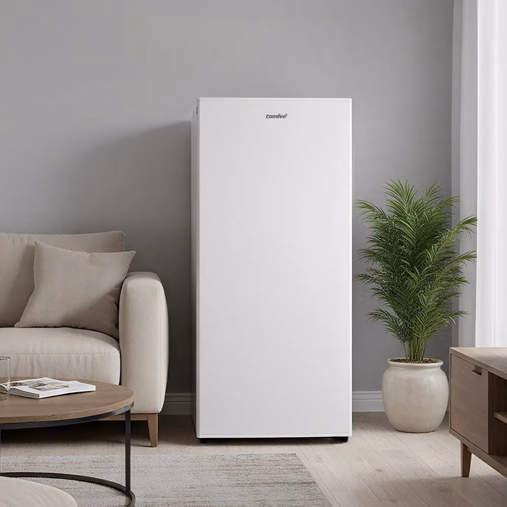 Living and Home 160L Freestanding Tall Upright Freezer with 5-Tier Shelving in White – 2