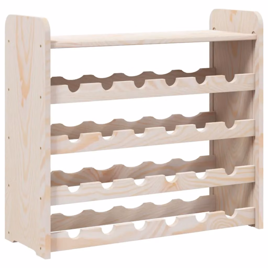 Berkfield Home Rustic Solid Wood Pine Wine Rack with Top Board, Brown, W/D/H: 67.5 x 25 x 60 cm – 2
