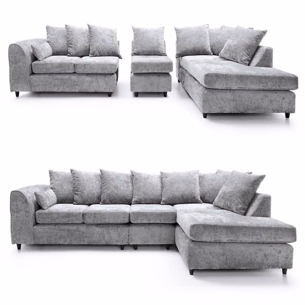 Snugg Furniture UK Limited DYLAN 5 Seater Chenille Scatter Back Left Hand Corner Sofa in Silver – 2