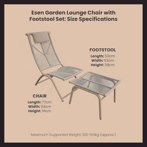 Solace+Co Esen Rattan Garden Sun Loungers with Matching Ottomans, Set of 2, Beige – 5