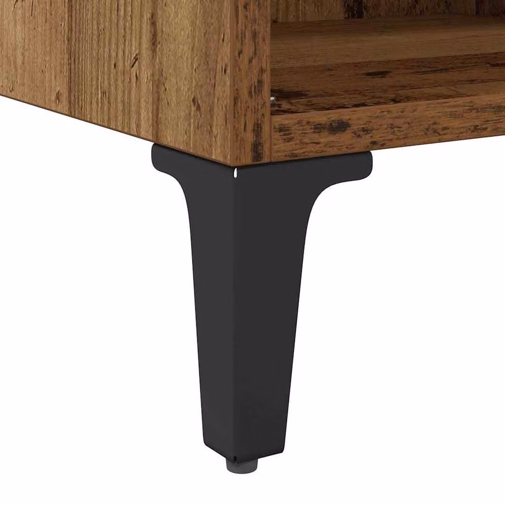 Berkfield Home Old Wood TV Stand in Brown with Industrial Wood and Metal Storage – 6