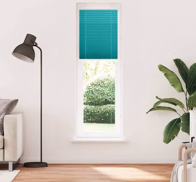 Berkfield Home Single Pleat Petrol Green Fabric Blind, W: 55 cm, H: 200 cm