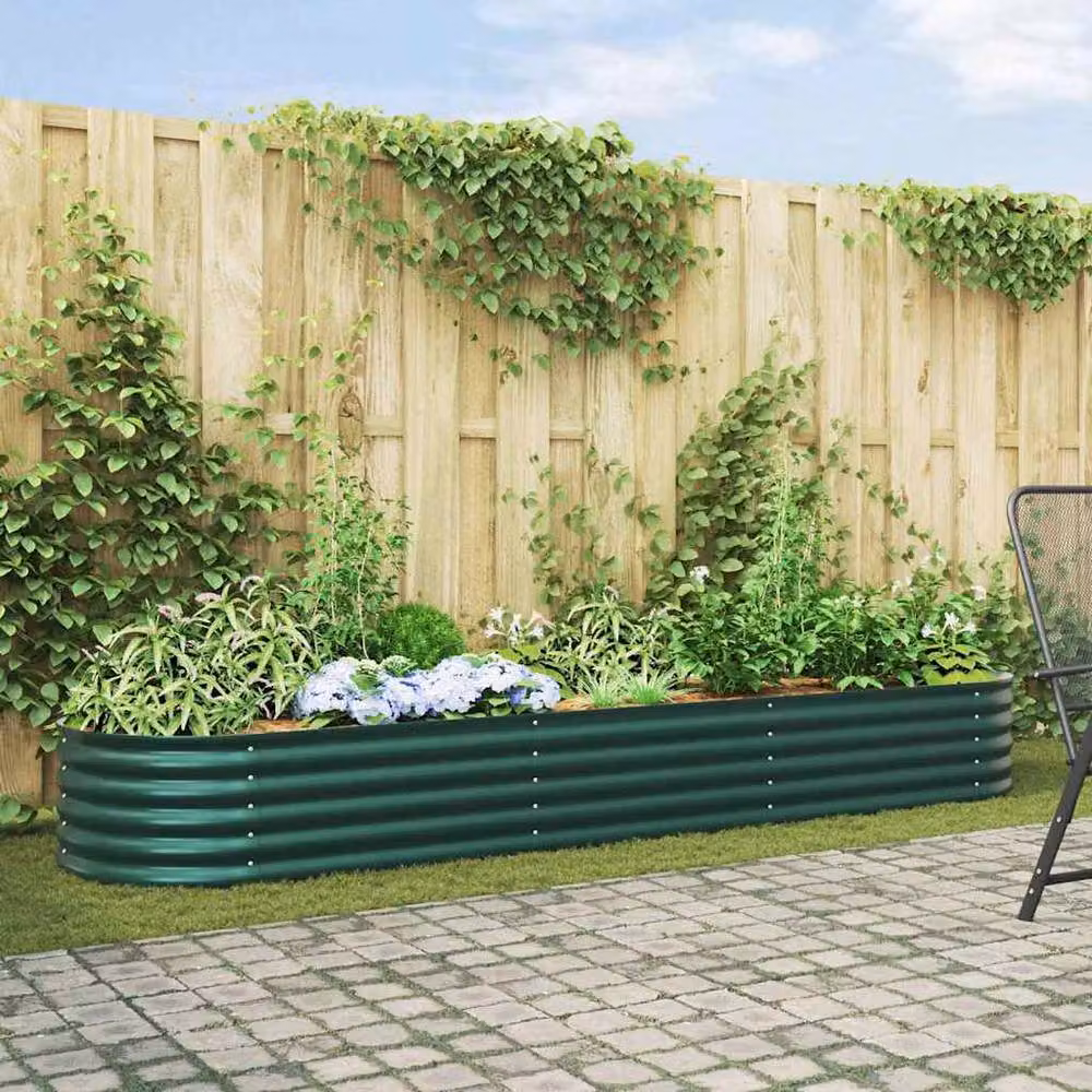 Berkfield Home Garden Green Galvanised Steel Raised Bed W/D/H: 320 x 80 x 44 cm – 2