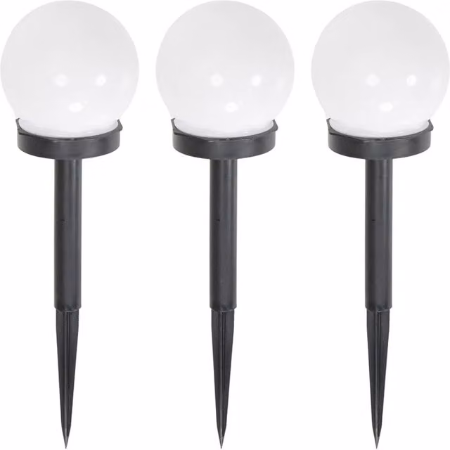 ValueLights 3 Pack Solar Powered Outdoor Frosted Globe Garden Stake Lights in Black