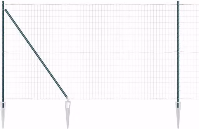 Berkfield Home Euro Fence with 7 Spike Posts, Galvanised Steel, Green, W: 10 m, H: 1.5 m – 1