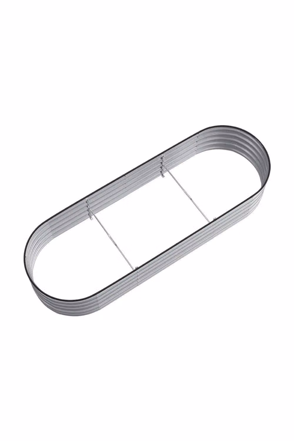 H&O Direct Silver Galvanised Steel Raised Garden Bed, W: 240 cm, D: 80 cm, H: 42 cm – 3