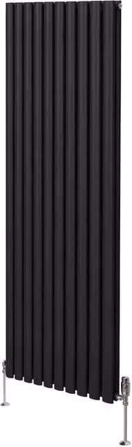 Monstershop Oval Column Radiator with Integrated Valves and Thermostat Head, Black, H: 180 cm, W: 60 cm