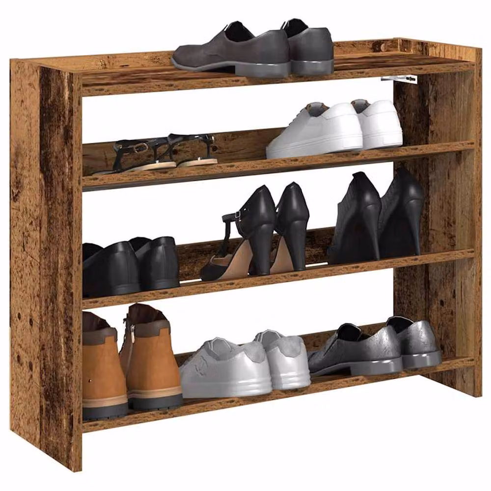 Berkfield Home Rustic Brown Engineered Wood Shoe Rack, W/D/H: 80 x 25 x 62 cm – 2