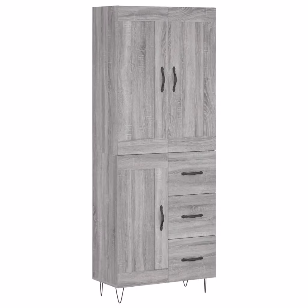 Berkfield Home Modern Grey Sonoma Highboard with Hinged Doors and Internal Shelves, W/D/H: 69.5 x 34 x 180 cm – 2