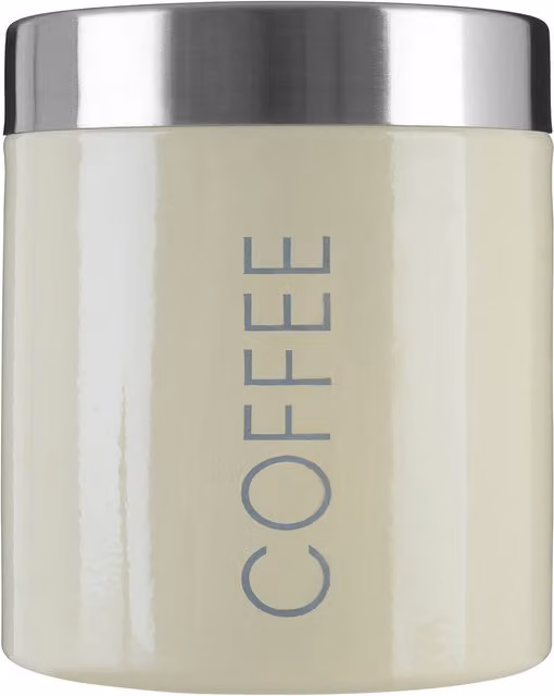 Orsina Airtight and Leakproof Enamel Coffee Canister in White and Beige