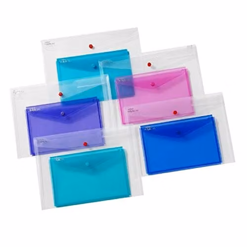 Snopake Polyfile Duo Plastic Envelope Folders, Multicolour, A4/A5 Mix