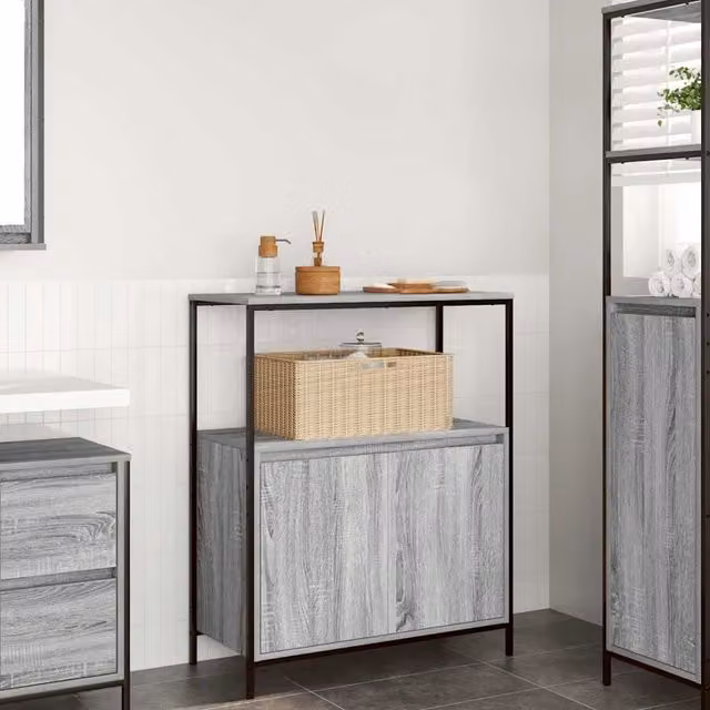 Berkfield Home Grey Sonoma Bathroom Cabinet with Shelves, W/D/H: 76.5 x 35 x 95 cm – 1