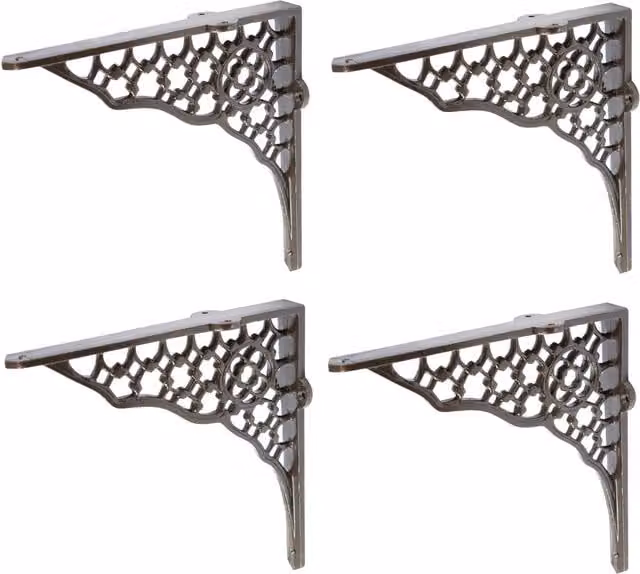 Hammer and Tongs Grey Powder-Coated Iron Honeycomb Shelf Bracket, Pack of 4, Diameter: 20.5 cm