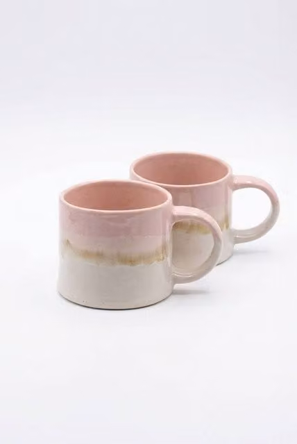 Scandi Home Set of 2 Pink Reactive Glaze Ceramic Nova Mugs, 460ml – 1