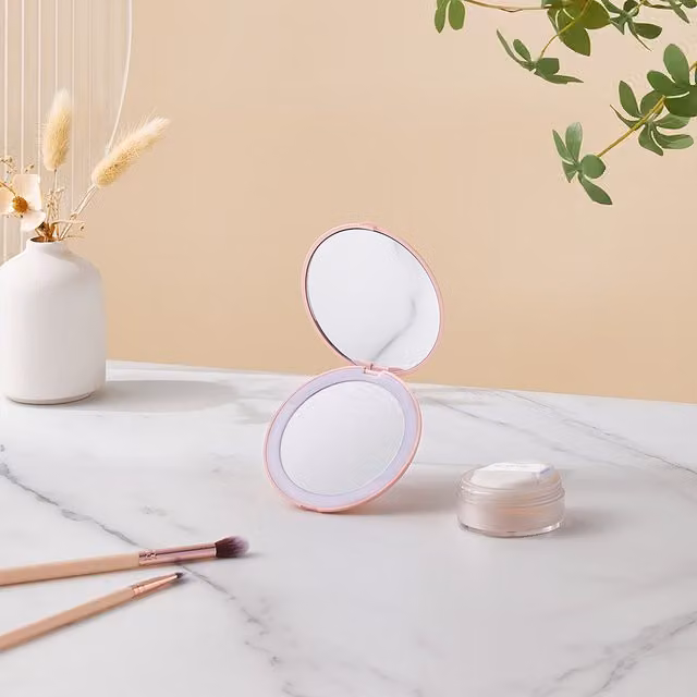 Komore Double-Sided LED Makeup Mirror in Pink