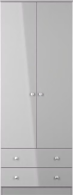 2 U Newlyn Ready Assembled 2 Door 2 Drawer Wardrobe in Dark Grey